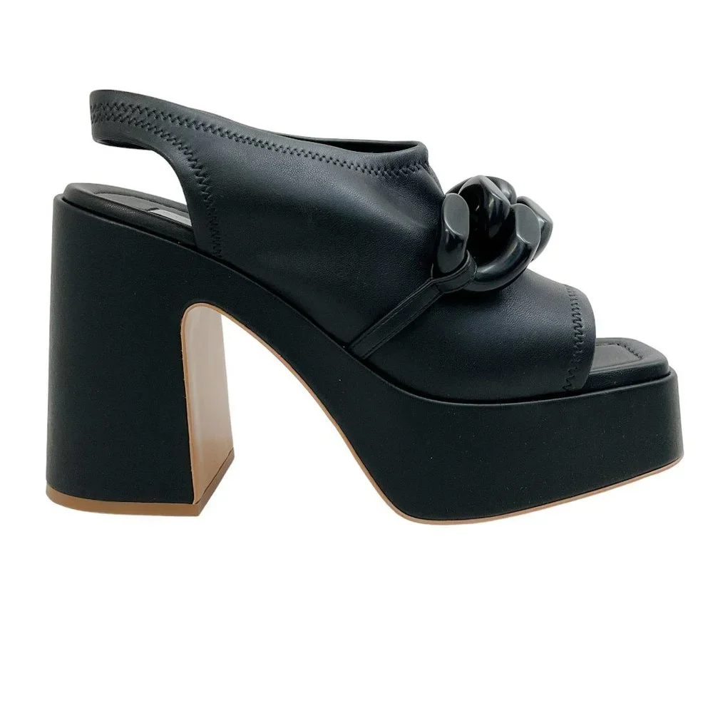 Stella McCartney Black Skyla Stretch Platform Sandals - Picture 2 of 7